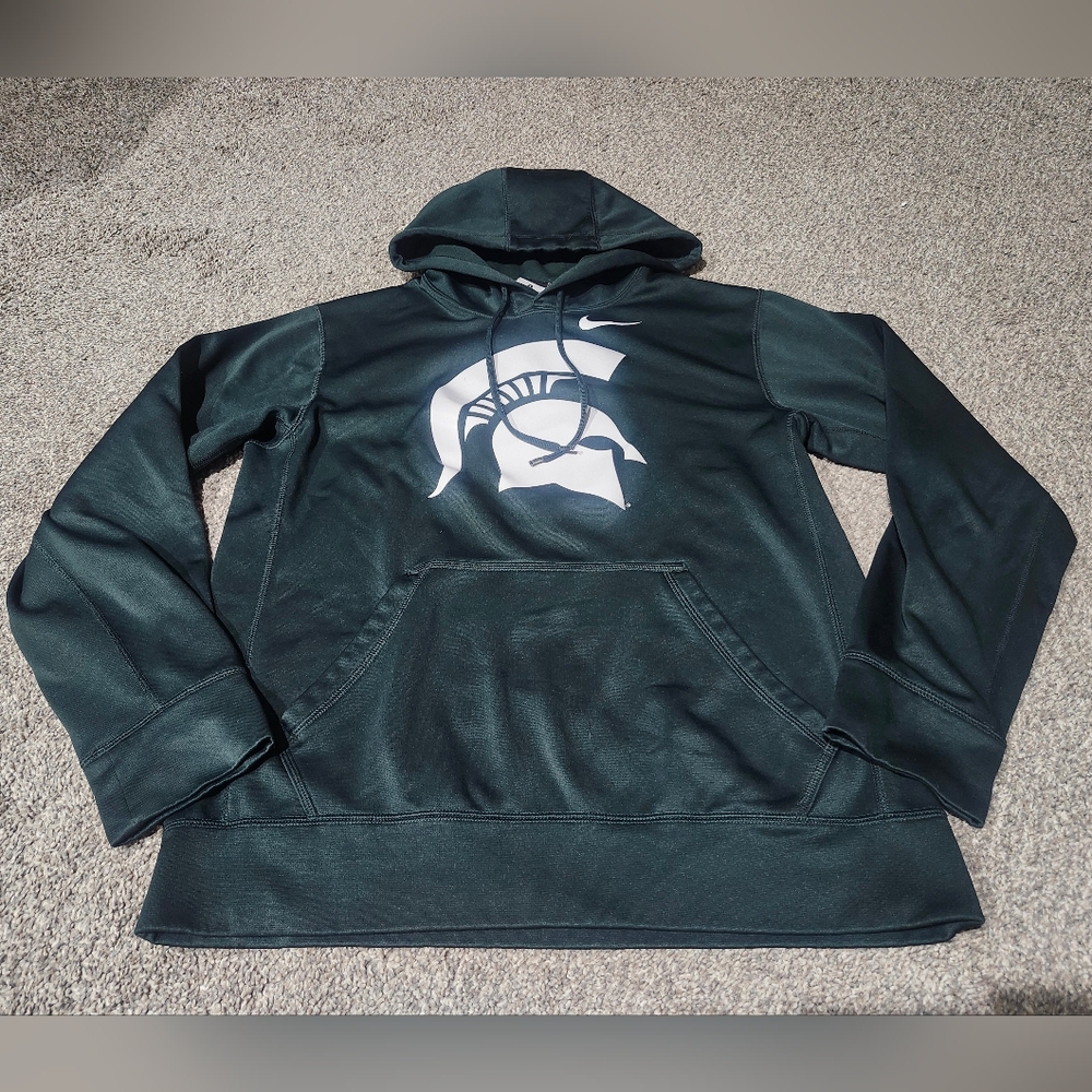 Nike Therma Fit Men’s Green MI State Spartan Logo Hoodie Size Small